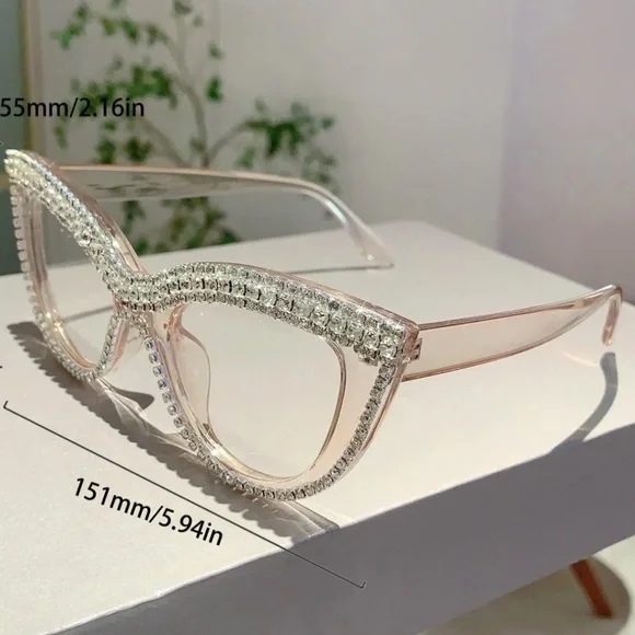 New! Elegant Boutique Crystal-Embellished Cat-Eye Sunglasses - Picture 2 of 3